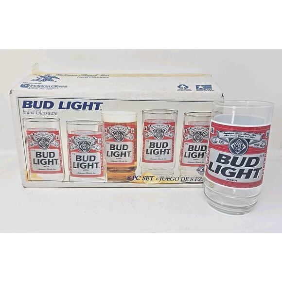 Bud Light Beer Coolers Glasses Set Of 8 Vintage 16 Oz. Officially Licensed U163